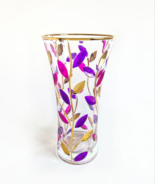 Purple and gold crystal vase- Laurus