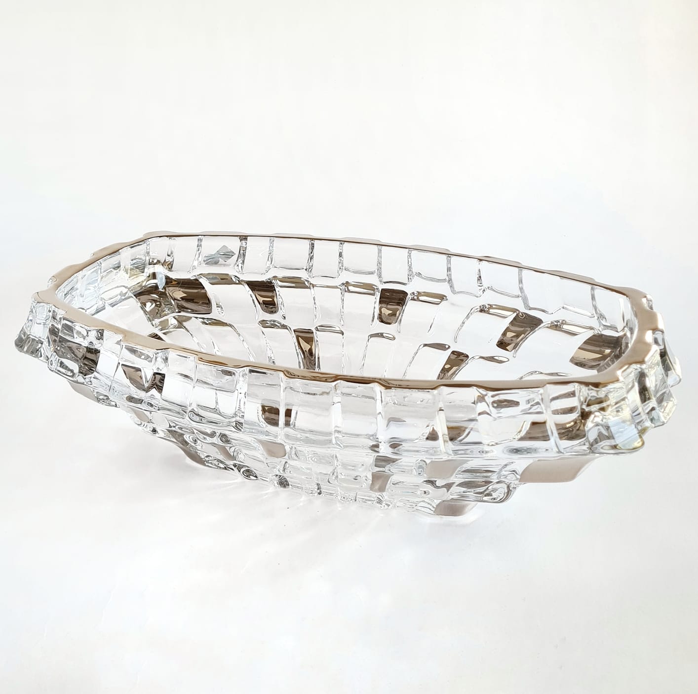 crystal oval bowl with platinum