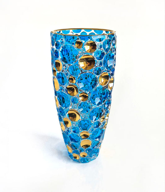 Turqoise and gold flower vase- Lisboa