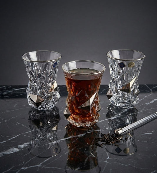 Crystal and Platinum Tea Cups - Glacier