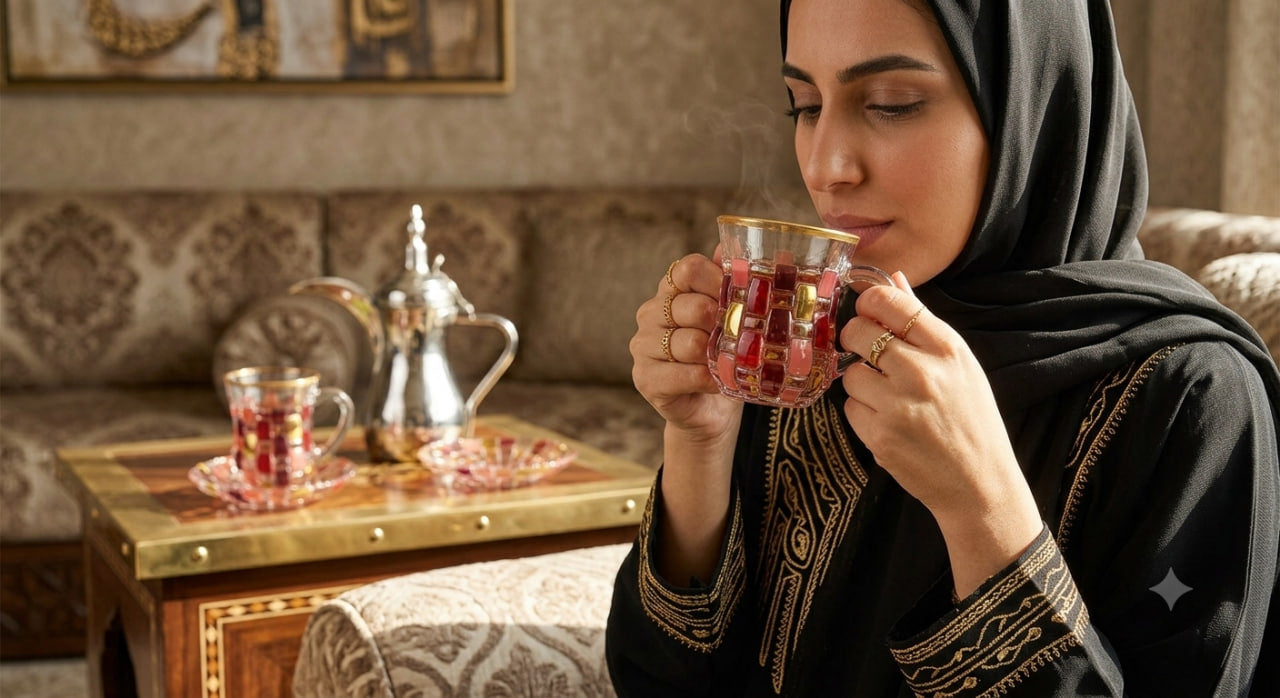 Gold and Colour Crystal Tea Cups