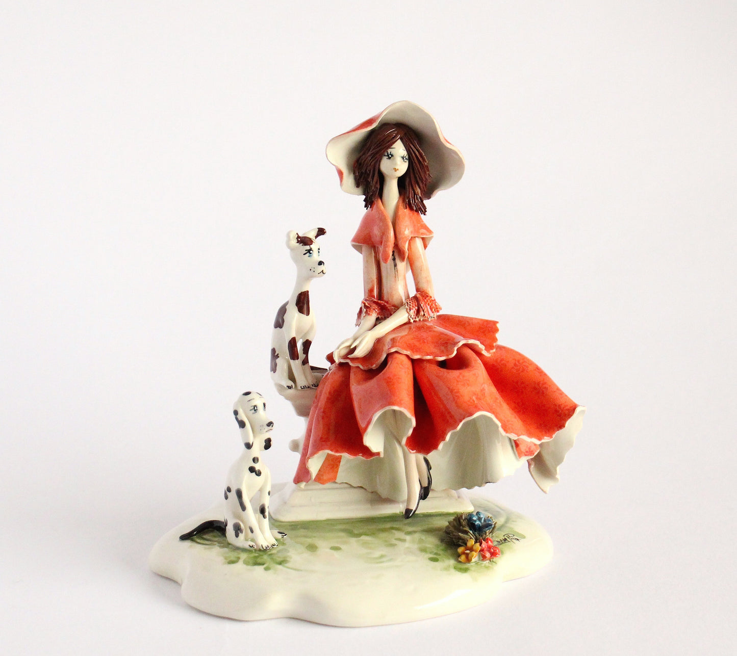 sitting lady with dogs