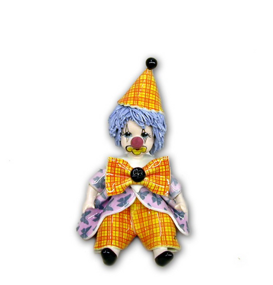 Checkered sitting clown