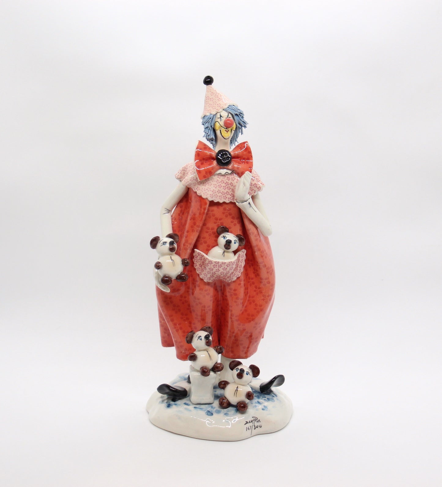 Clown with teddy bears