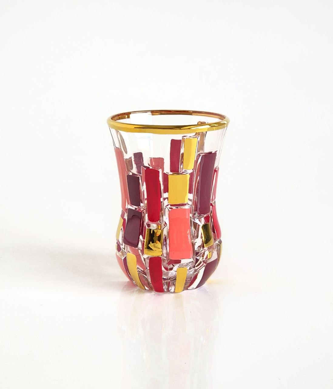 Red and gold Etna tea cups