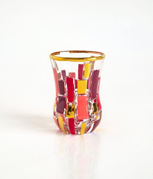 Red and gold Etna tea cups