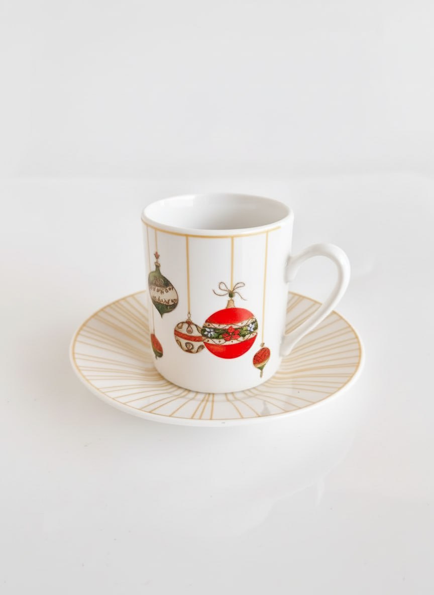 Christmas espresso cup with hand-painted festive design