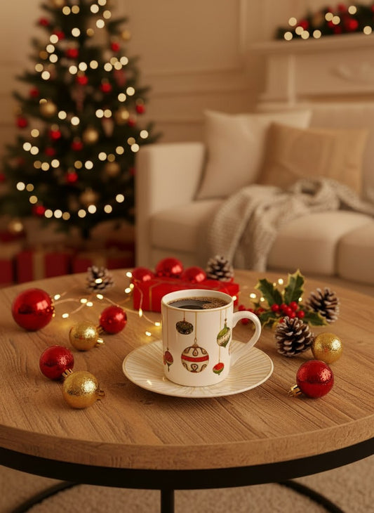 Christmas espresso cup with hand-painted festive design