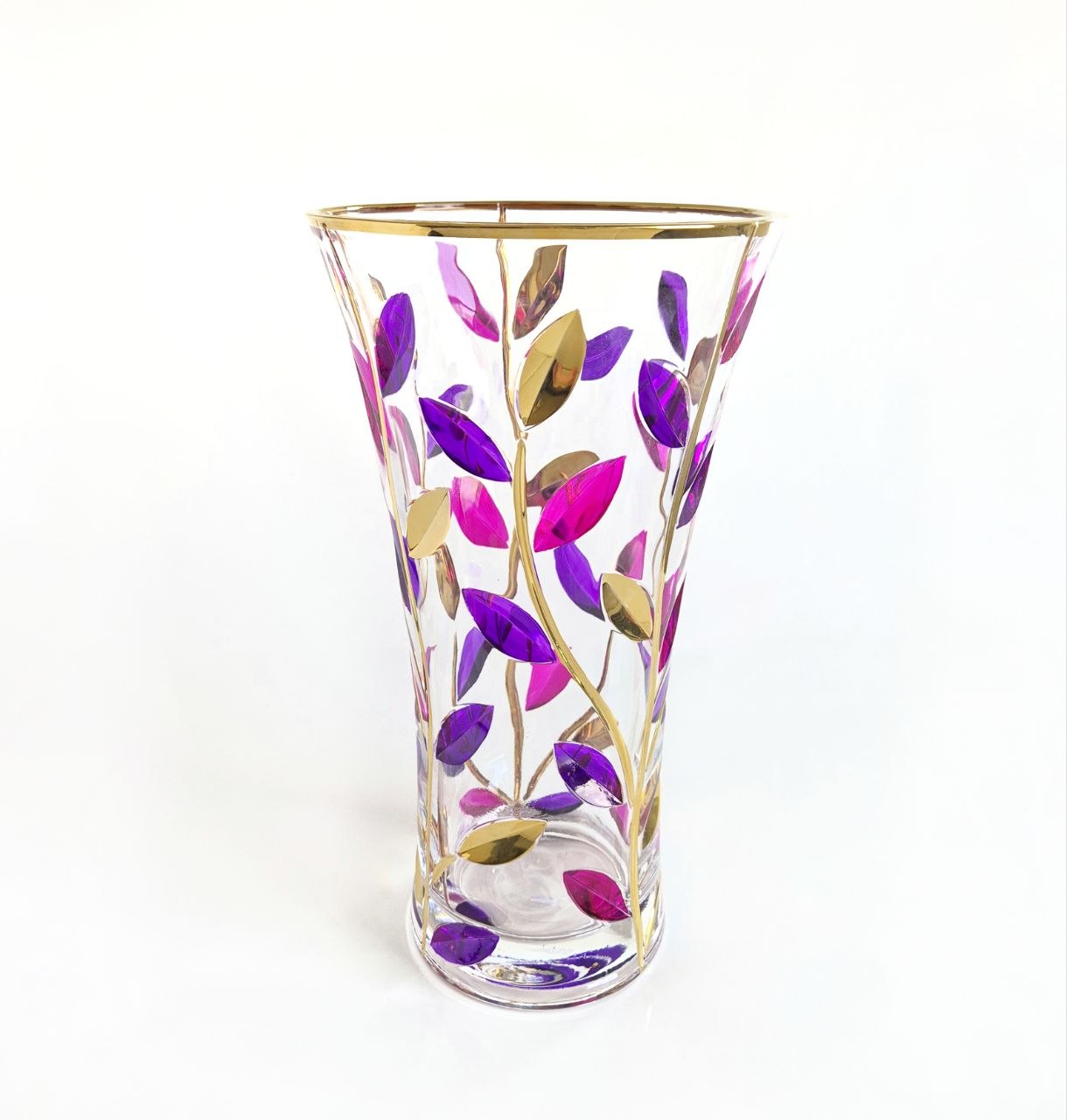Purple and gold crystal vase- Laurus