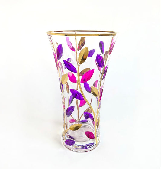 Purple and gold crystal vase- Laurus