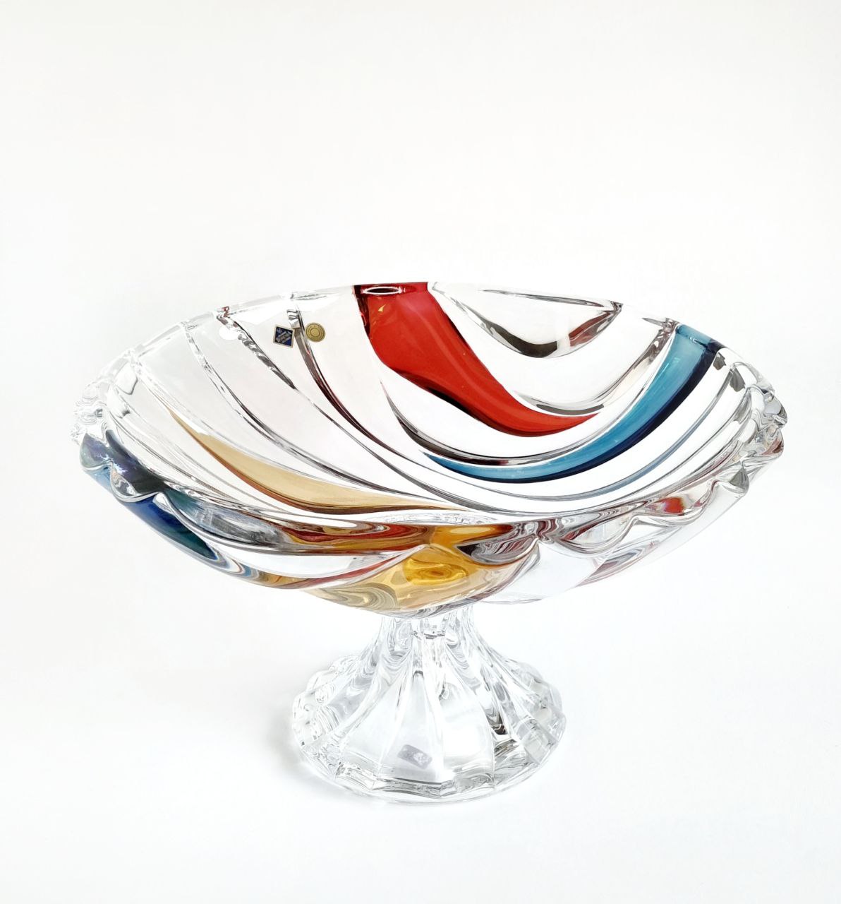 Crystal bowl on foot bamboo