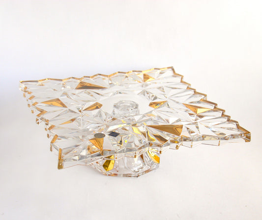 Crystal cake platter on foot- Glacier