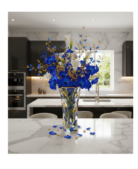 Blue and gold crystal vase- Laurus