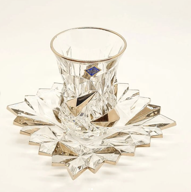 Crystal Tea Cups with Platinum- Glacier