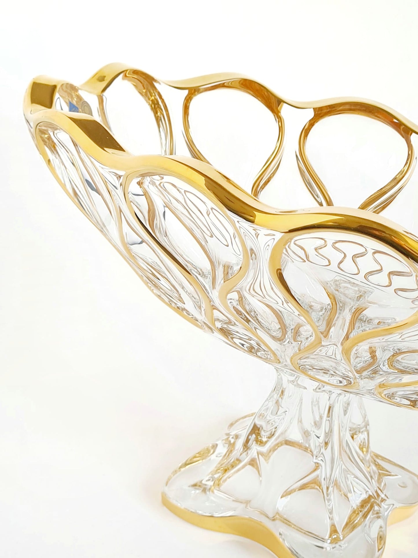 Oval bowl on foot- ocean