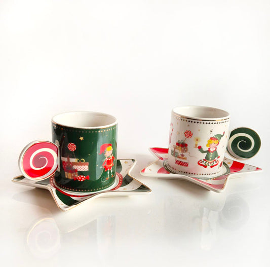 Christmas porcelain cappuccino set