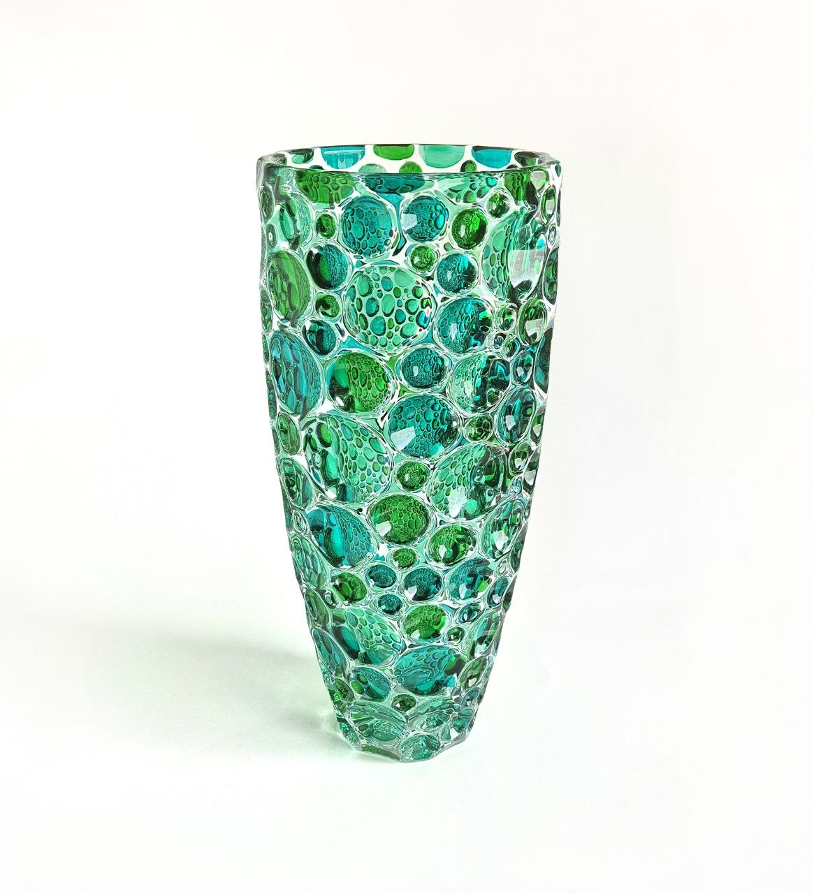 Green crystal flower vase - Lisboa