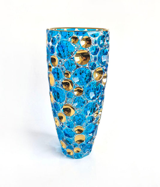 Turqoise and gold flower vase- Lisboa