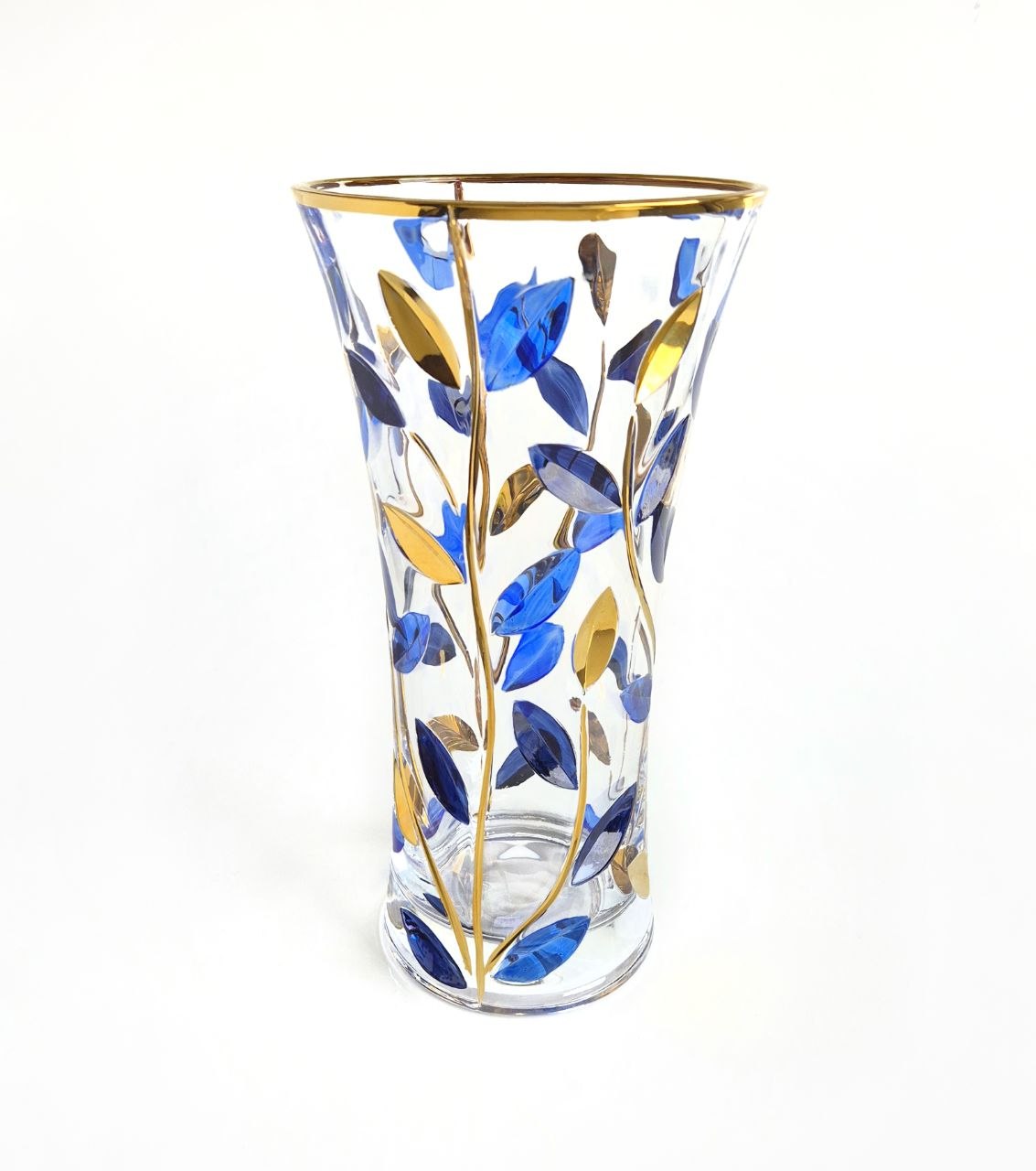 Blue and gold crystal vase- Laurus