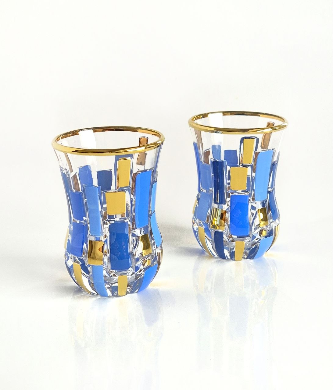 Blue and Gold Etna Tea Cups