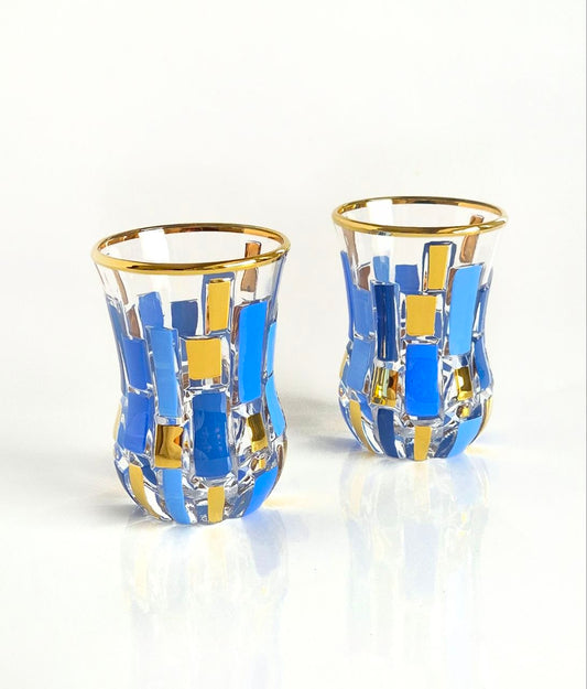 Blue and Gold Etna Tea Cups