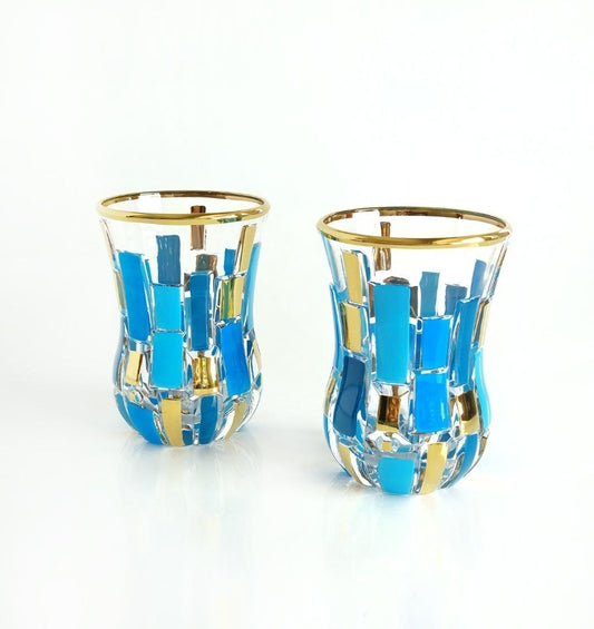 Turquoise and Gold  Etna Tea Cups