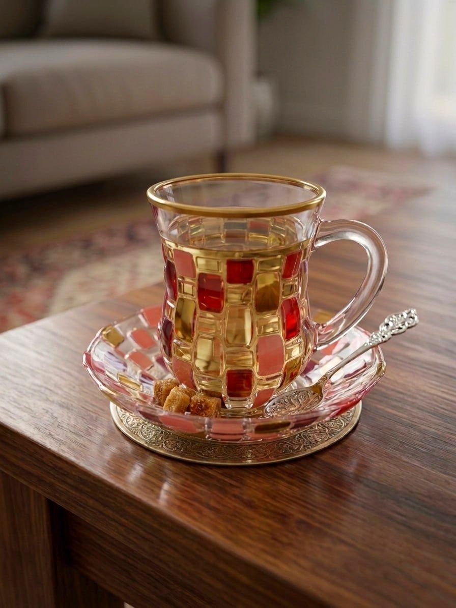 Gold and Colour Crystal Tea Cups