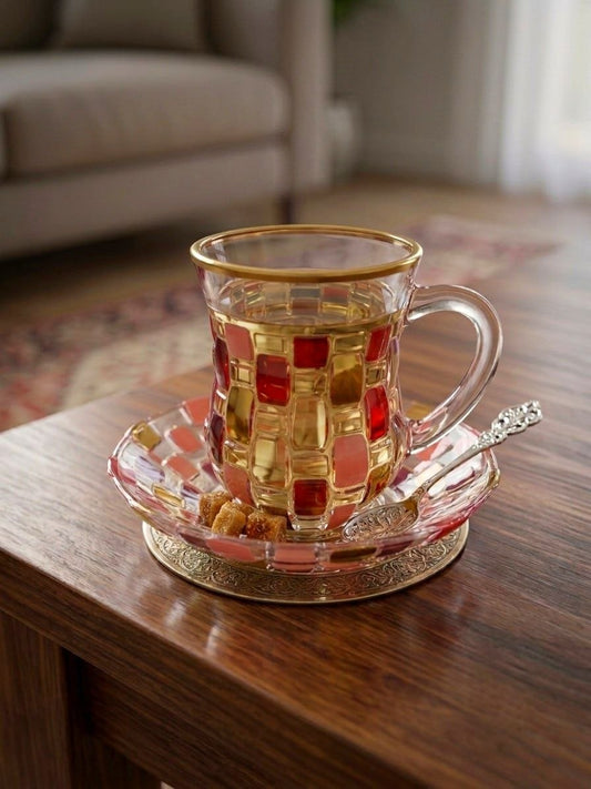 Gold and Colour Crystal Tea Cups