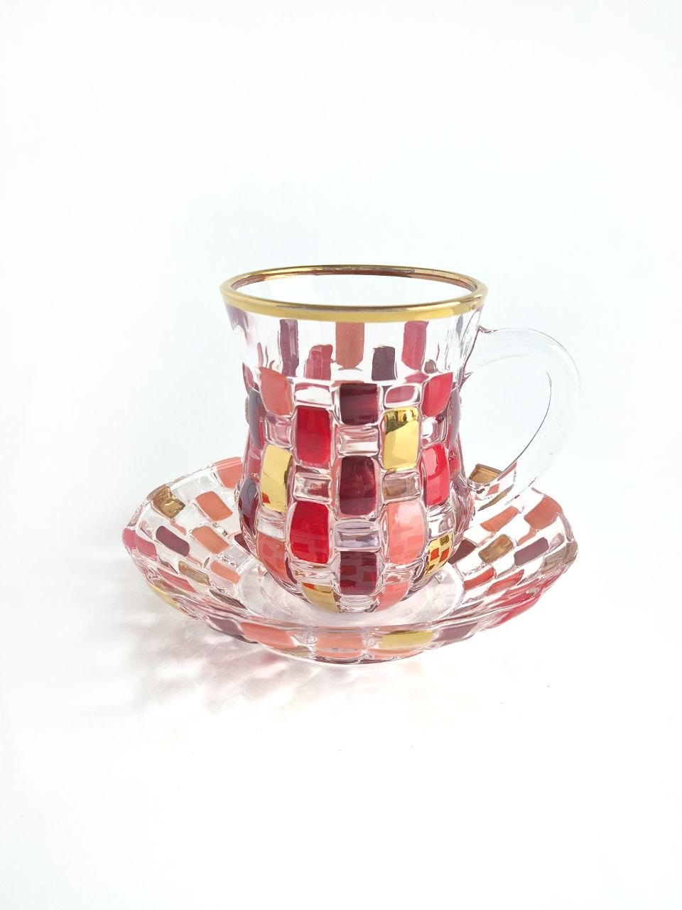 Gold and Colour Crystal Tea Cups