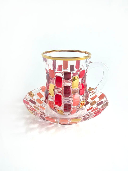 Gold and Colour Crystal Tea Cups