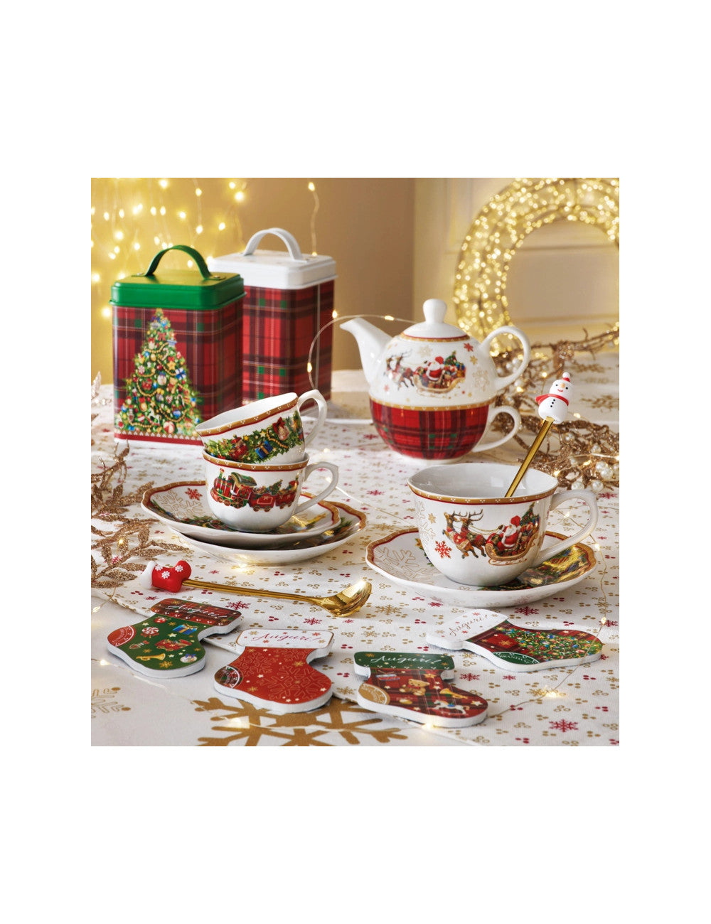 Christmas porcelain tea pot