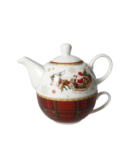Christmas porcelain tea pot